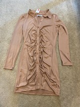 NWT Almost Famous Juniors SHIRT Ribbed Dress Toasted Sienna L - £7.58 GBP
