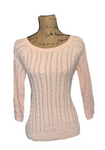 American Eagle Outfitters Women&#39;s Cable Knit Sweater Medium M Pink 3/4 S... - £19.55 GBP