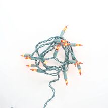 15 Bulb Orange Amber Glass Craft Lights Green Wire - $12.00