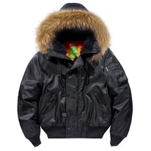   Collar Hood Warm  Bomber Winter Jackets Men Hooded N2B Outwear Coats Windproof - £71.83 GBP