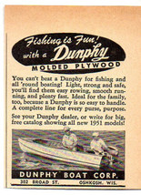 1951 Vintage Ad Dunphy Plywood Boat 2 Men Fishing Oshkosh,WI - £7.37 GBP