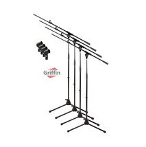 Tripod Microphone Boom Stand with Mic Clip Adapter (Pack of 4) by GRIFFI... - £56.54 GBP