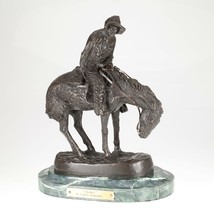 Frederic Remington &quot;Norther&quot; Bronce Estatua Sobre Verde Mármol Base 11&quot; Nice - £306.14 GBP