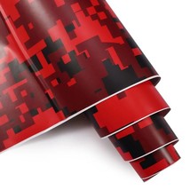 Red Black Digital   Film With Air Bubble Free Motorcycle Car Adhesive Vinyl Wrap - £156.65 GBP