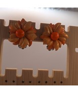 Vintage Orange Floral Clip-On Earrings - $18.00