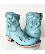 Lane COSSETTE Womens Cowboy Bootie 9.5 Turquoise Blue Cowgirl Western Sh... - $5,878.68 MXN