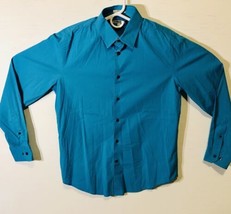 EXPRESS; 1MX Men’s Shirt Size Large Teal Blue Long Sleeve Button Front - $8.50