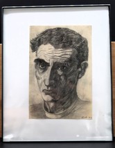 Vtg Pencil Charcoal Drawing Sketch Portrait Signed By Artist Bob Dated 1952 - $656.79 MXN