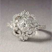 Kunst Deko 1.50Ct Künstlicher Diamant 14k Weiß Vergoldet Verlobungsring - £177.35 GBP