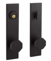 New Satin Black Contemporary Ambrus Solid Brass Entrance Door Set - Octa... - $209.95
