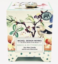 Michel Design Works Soy Wax Candle 6.5 Oz. On Glass Holder Birds &amp; Butterflies - £7.90 GBP