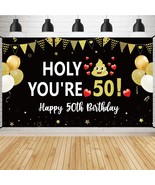 Funny 50Th Birthday Banner Decorations For Men Women, Black Gold Happy 5... - $23.99
