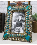 Rustic Western Turquoise Teardrop Gems Scrollwork Patterns 6X4 Picture F... - $39.37 CAD