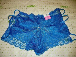 Rue 21 Women&#39;s Boyshort Panties MEDIUM Royal Blue Lace W Bungee Sides New - £8.43 GBP