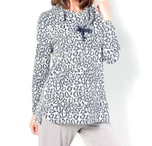 AnyBody Leopard French Terry Pullover Top - NAVY, 3X - £23.52 GBP