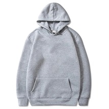 Fashion Men&#39;s Casual Hoodies Pullovers Sweatshirts Top Solid Color Gray - $16.99