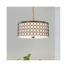 Warehouse of Tiffany HM189-3SB 3-Light Tessa Drum Chandelier with Geomet... - $177.82