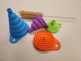 Silicone Collapsible Funnel Set of 4 Pack Small to Large Foldable for Kitchen - £5.45 GBP