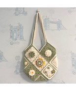 Handmade Knitted Messenger Bag Handmade Wool Crocheted Grandmother Plaid... - $54.65