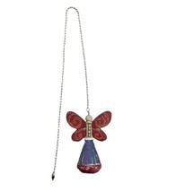 Ganz Red Butterfly Fan Light Pull  Chrome Colored Pull Chain with connec... - $7.01