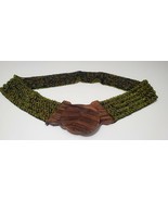 Bali Collection Seed bead Stretch BELT with Wooden Buckle  Clasp - $355.08 MXN