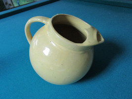 1940s Yellow McCoy Ball Pitcher Ice Lip  Round PRIMITIVE Stoneware  8&quot; o... - £58.05 GBP