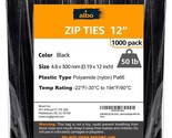 ALBO Zip Ties 8, 10, 12 Inch Plastic Cable Ties 1000 Pack Tie Wraps UV - $19.99+