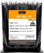 ALBO Zip Ties 8, 10, 12 Inch Plastic Cable Ties 1000 Pack Tie Wraps UV - $375.23 MXN+