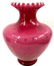 Fenton Art Glass Opaque Pink Rose Overlay Bubble Optic Large Vase 11&quot; x ... - $371.25