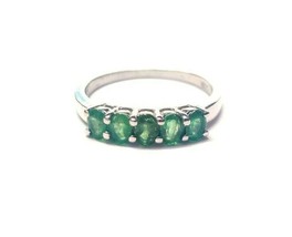 Silver Emerald Band 3x5 mm Oval 1 Ct Emerald 5 Stone Ring May Birthstone... - £34.60 GBP