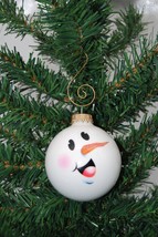 Happy Snowman 2-5/8&quot; Glass Ball Christmas Ornament - £7.99 GBP