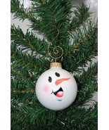 Happy Snowman 2-5/8&quot; Glass Ball Christmas Ornament - £7.82 GBP