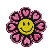 Takashi Murakami Like Emoji Flower of Hearts Yellow Colors Embroidered Applique  - £5.12 GBP