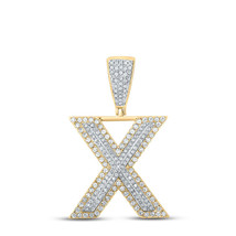 10kt Two-tone Gold Mens Round Diamond Initial X Letter Charm Pendant 3/4 Cttw - £758.36 GBP