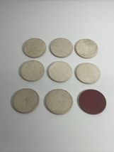 Vintage Lot of 9 Wooden Poker Chips Estate Find White Red KG JD - $14.84