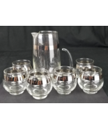 MCM Cocktail Pitcher 6 Glasses Silver Band Roly Poly Dorothy Thorpe Styl... - $924.21 MXN