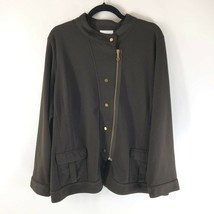 Avenue Womens Jacket Asymmetric Zipper Pockets Stretch Brown Size 22/24 - £15.34 GBP