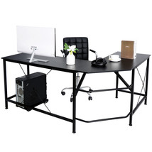L-Shaped Corner Computer Desk Gaming Desk Pc Laptop Table Workstation Black 66&quot; - £99.89 GBP