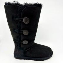 UGG Bailey Button Triplet Black Womens Sheepskin Suede Tall Boots - £132.26 GBP