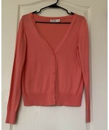 Faded Glory Coral Cardigan Sweater Size Medium(8-10) Button Front Closur... - £11.83 GBP