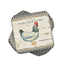 Pimpernel On The Farm 4 Inches Sq. Cork-Backed Board Coasters, Set of 6 - £23.69 GBP