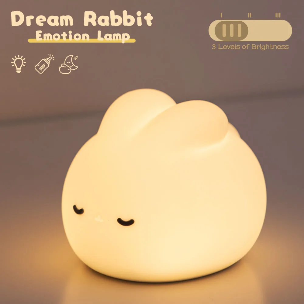 Night Light Bunny Touch Lights Cute Room Decor LED Dimming Atmosphere - $21.48