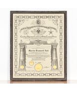 1929 Freemason Masonic Degree Certificate in Frame Gorgeous Memorabilia! - €210,97 EUR