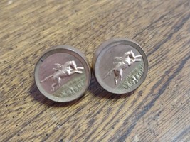 Old Round Horse Animal Gold Tone Cuff Links Jewelry Men&#39;s Gentleman - £7.58 GBP