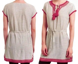 $108 Romeo Juliet Beach Bold Embroidery Tassel Tunic Small Waist Tie Striped NWT - £32.95 GBP