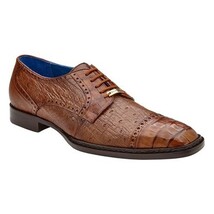 Belvedere Men's Shoes Martino Genuine Caiman Crocodile/Ostrich Walnut R104 image 4