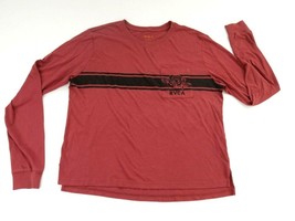 RCVA Brick Red Long Sleeve T Shirt Black Chest Stripe 100% Cotton Womens Large - £19.97 GBP