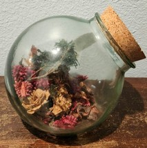 Vintage Dried Flowers in Sealed Glass Jar with Cork Lid 6.5 in. - £11.79 GBP