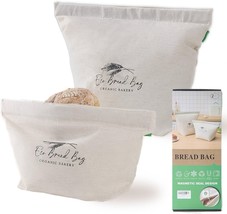 2-Pack Reusable Sourdough Bread Bags, Linen &amp; Cotton, Magnetic Seal, Lined - $368.88 MXN