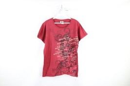 Vintage Harley Davidson Womens Size XL Faded Spell Out Skull Flower T-Shirt Red - £25.87 GBP